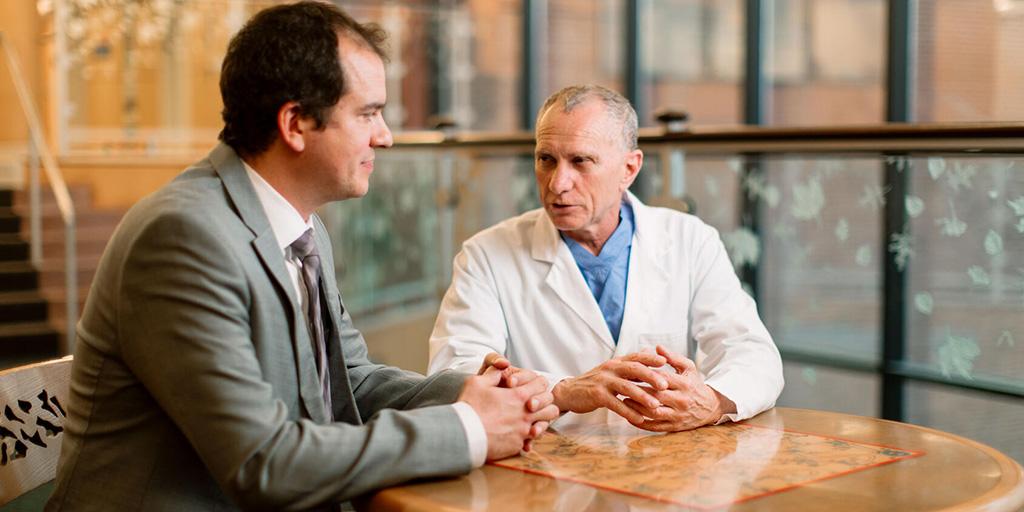 Brandon Tefft, Ph.D., sits with his mentor, Amir Lerman, M.D., at Mayo Clinic
