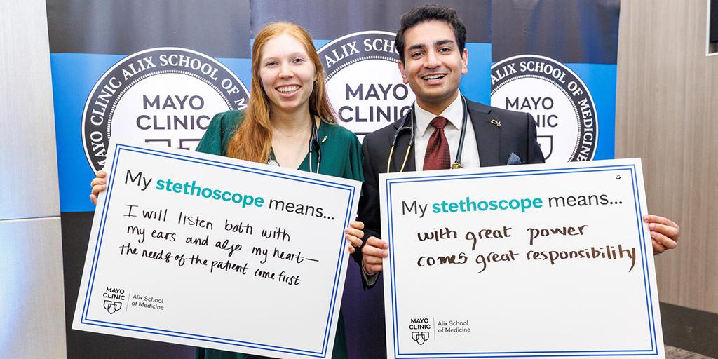 Medical students participate in the 2025 Mayo Clinic Alix School of Medicine Stethoscope Ceremony