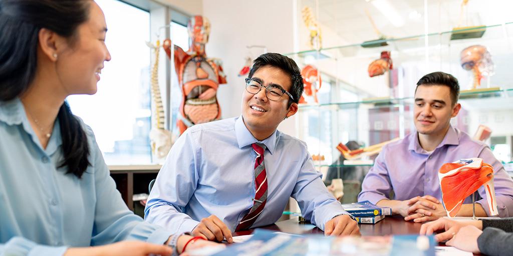 Mayo Clinic learners study and discuss in the health sciences library