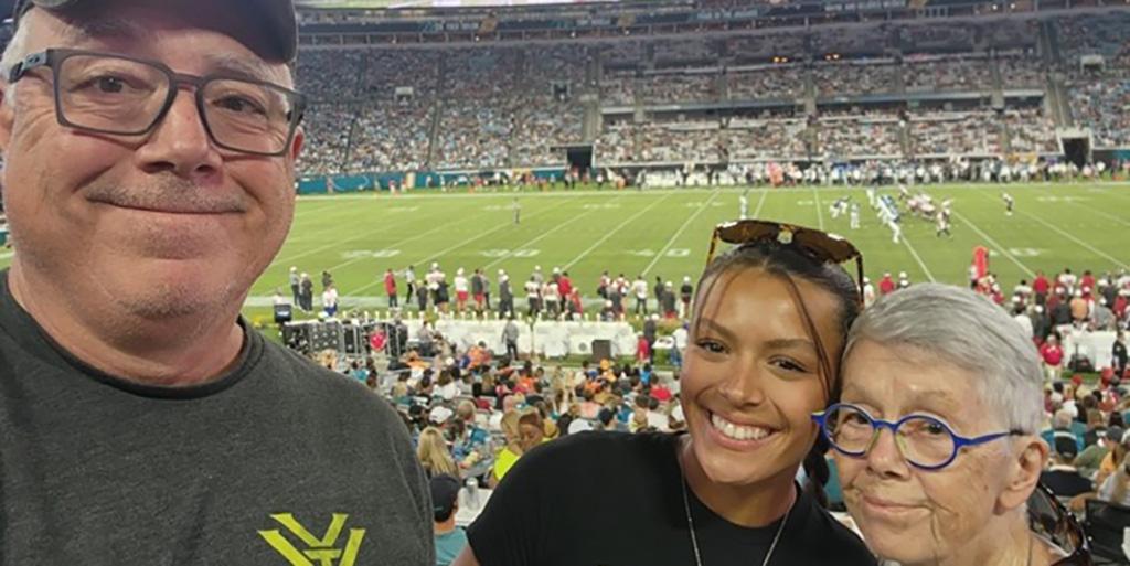 Maya Learmonth and her family enjoy a football game