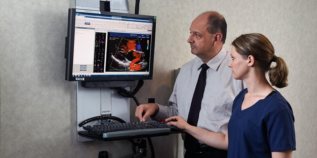 A Mayo Clinic advanced cardiovascular sonographer with a physician