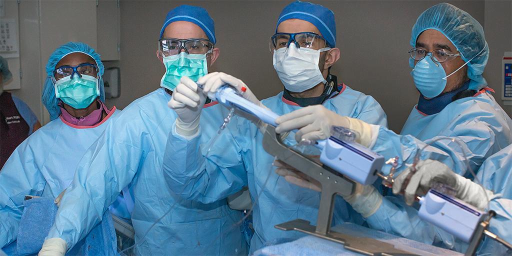 Interventional Cardiologists carry out a procedure