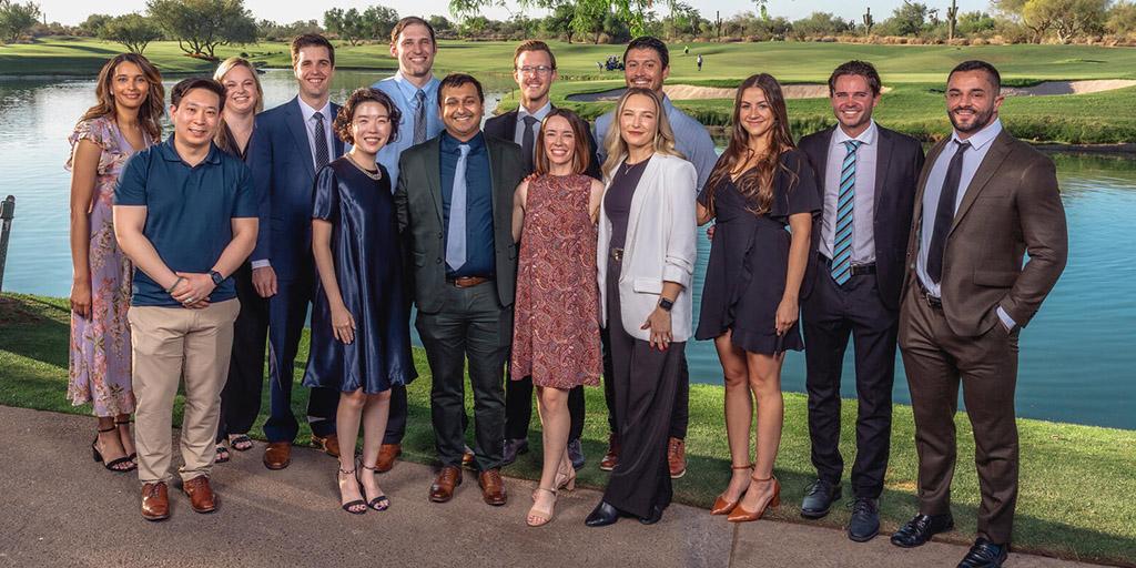 Residents pose for a large group photo.