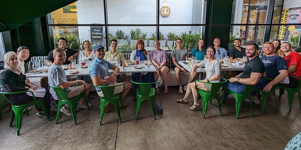 Diagnostic radiology residents gather at a restaurant for dinner