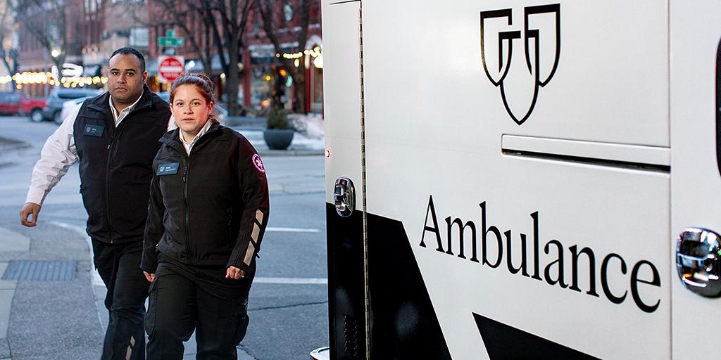 Mayo Clinic paramedics with an ambulance