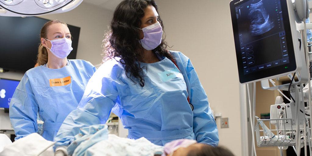 Mayo Clinic physician performing an emergency ultrasound