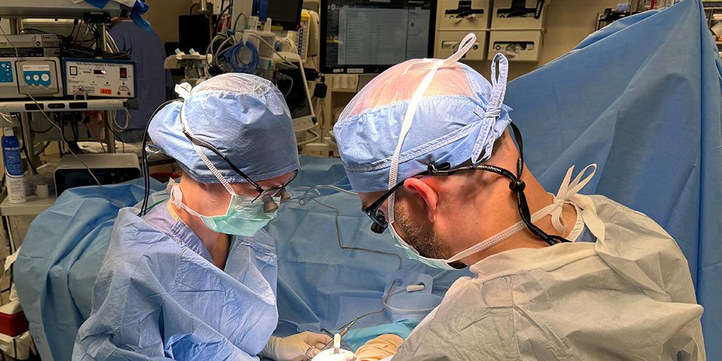 Two fellows in operating suite