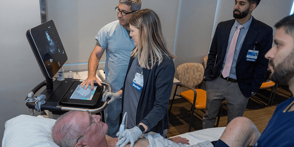 Residents practicing ultrasound