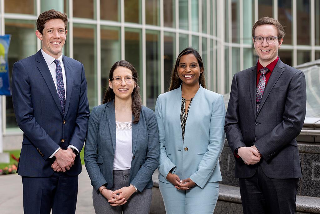 A formal portrait of four chief residents from the Internal Medicine Residency program at Mayo Clinic in Rochester, Minnesota.