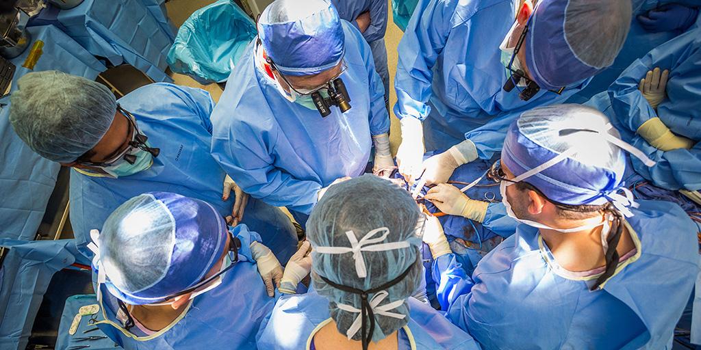Plastic surgery residents in the operating room at Mayo Clinic in Rochester, Minnesota.