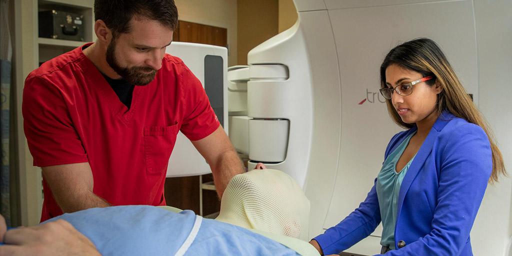 Radiation oncology fellows work with a patient at Mayo Clinic in Jacksonville, Florida.