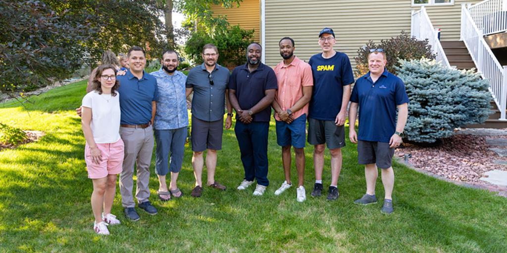 Mayo Clinic fellows in Spine Surgery take a group photo at an informal get-together