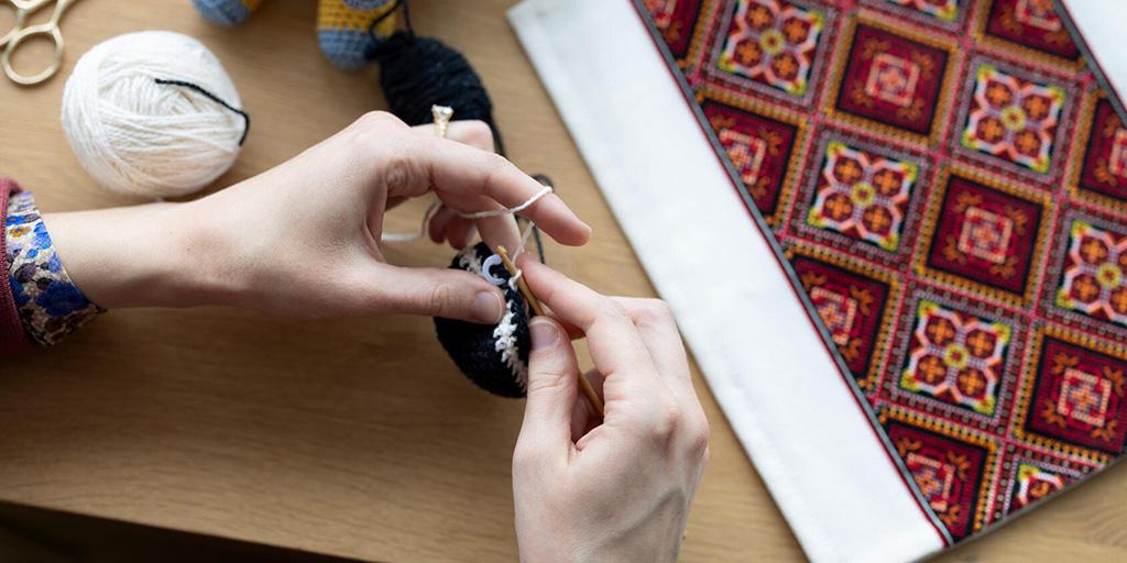 Close up of Rebekah Bihun, M.D. working on her art project.