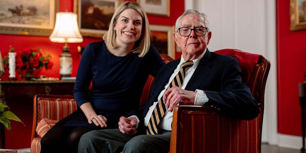 Resident Virginia Dines with her grandfather