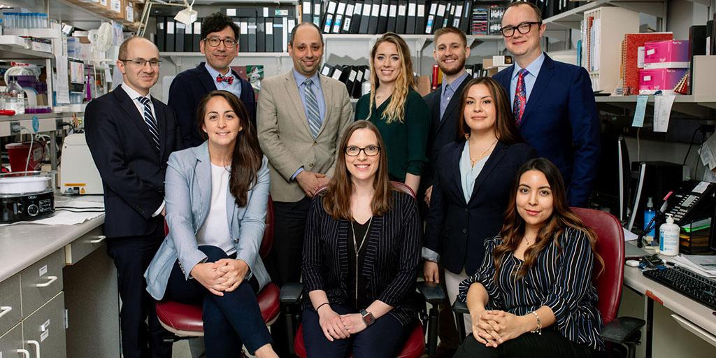 A group photo of the research team for the T-Cell Engineering Lab at Mayo Clinic in Rochester, Minnesota.