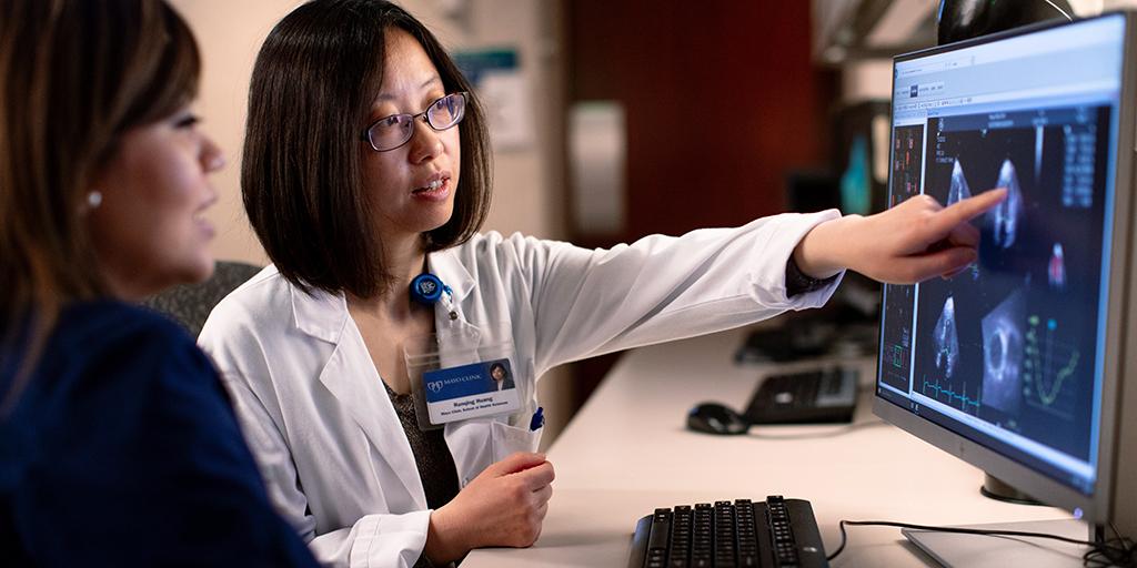 Advanced cardiovascular sonographers reading a patient's results