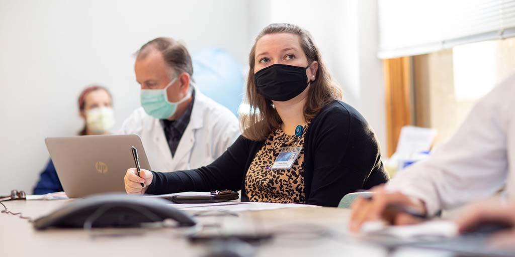 Solid organ transplant fellows in a pre-round meeting