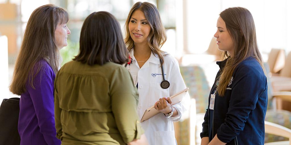 Advanced Heart Failure and Heart Transplant Fellows conversing at Mayo Clinic in Phoenix, Arizona.