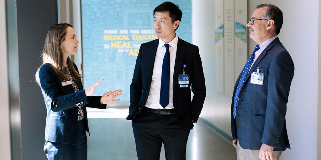 Esophageal disease fellowship staff walking in the hall at Mayo Clinic in Arizona.