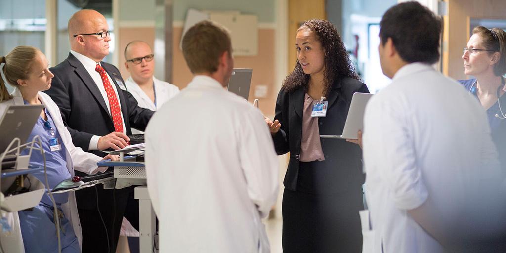 ICU team rounding in the surgical ICU