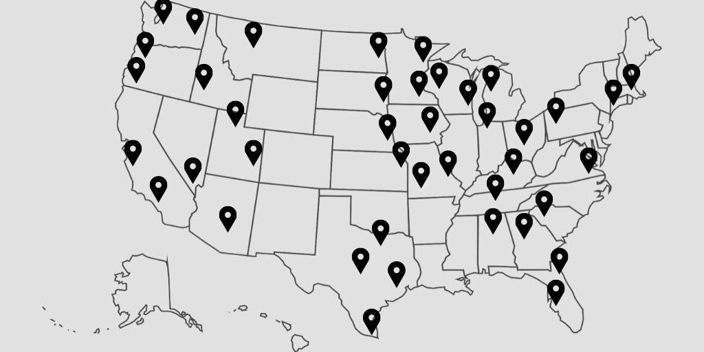 Map showing alumni of the Emergency Medicine Residency program