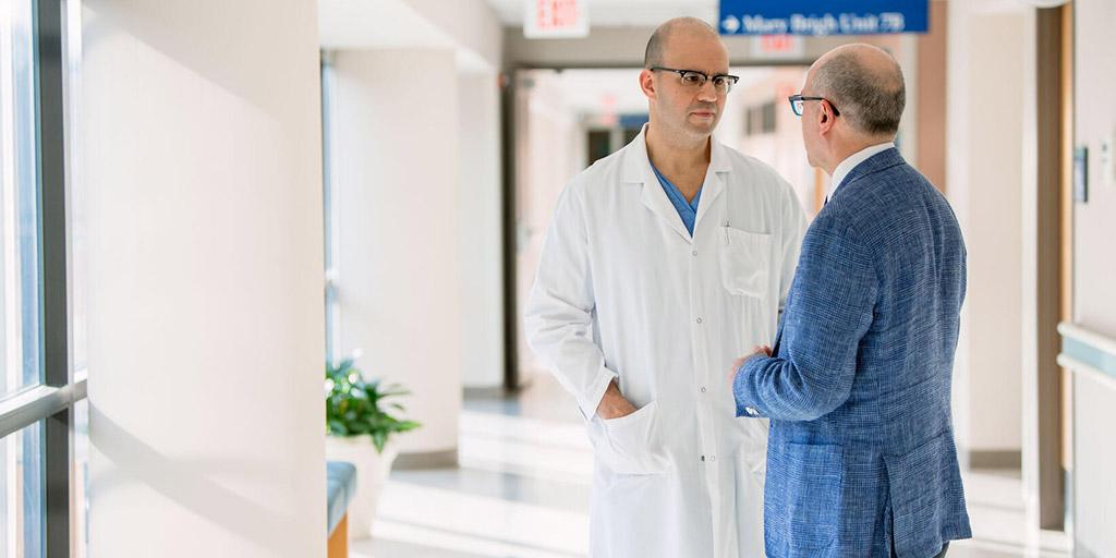 General Surgery Residency faculty conversing in the hallway at Mayo Clinic in Rochester, Minnesota.