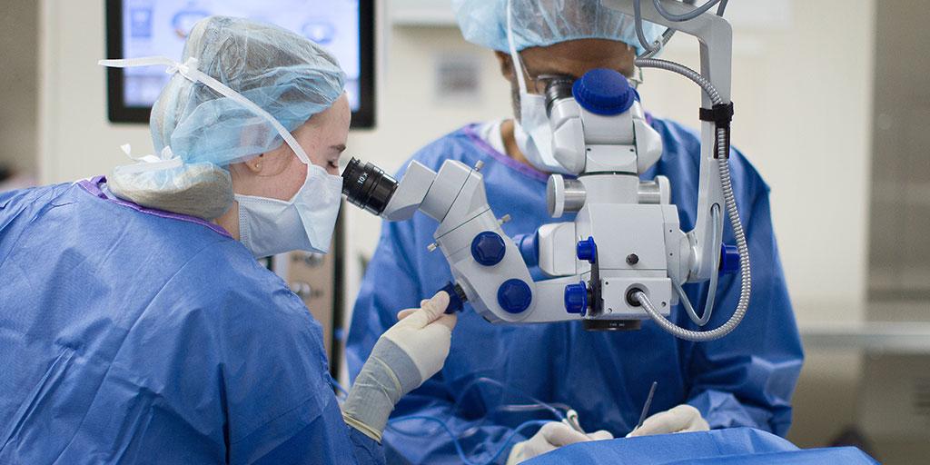 Ophthalmologists in surgery