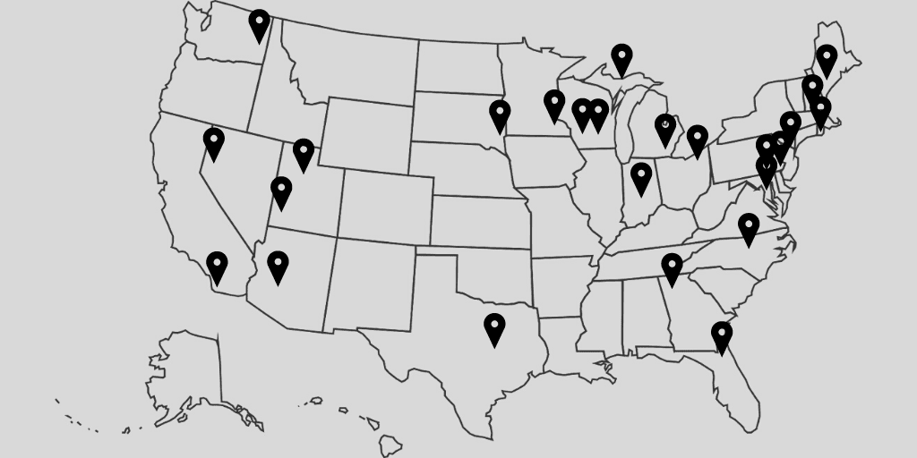 Mayo Clinic Hand Surgery Fellowship in Rochester, Minnesota, alumni map.