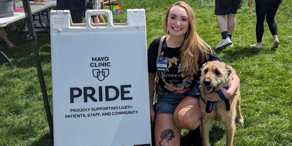 Dr. Jen Davison at Rochester’s PRIDE celebration.