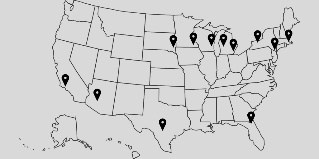 Musculoskeletal Oncology Fellowship in Rochester, Minnesota, alumni map.
