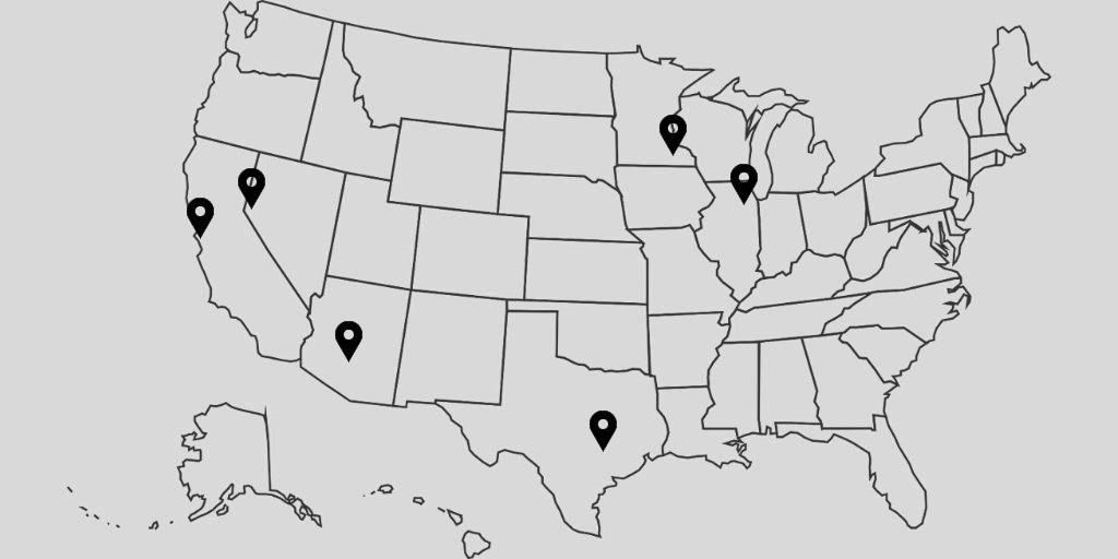 Map of destinations alumni of the Nephrology Fellowship have gone after graduating from the program.