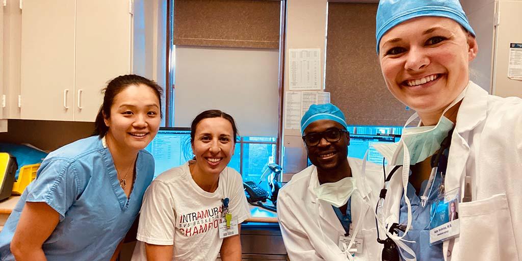 ENT residents in the workroom