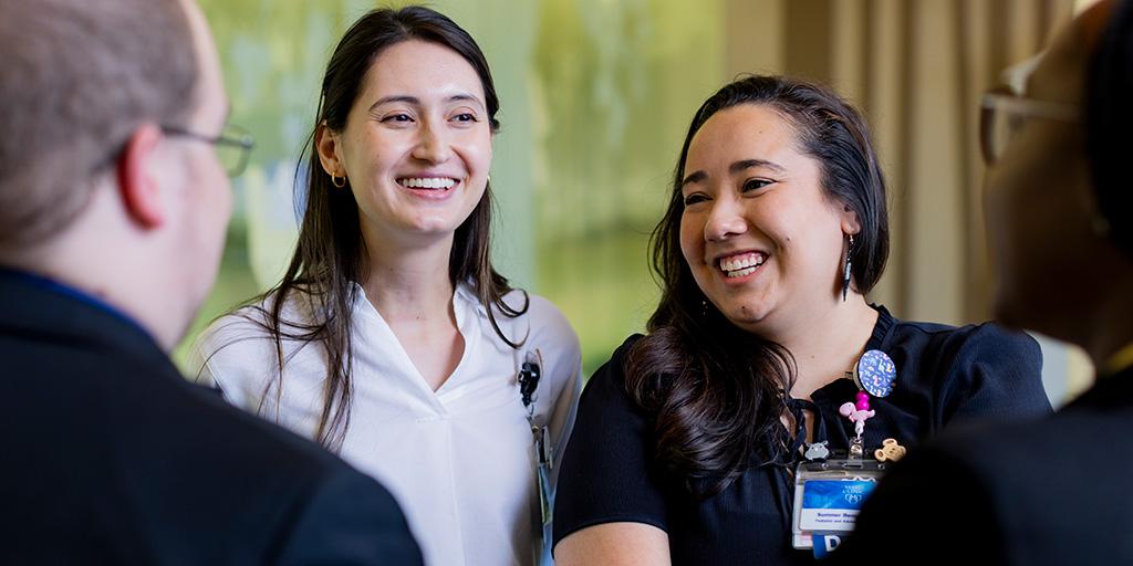 Four residents talking