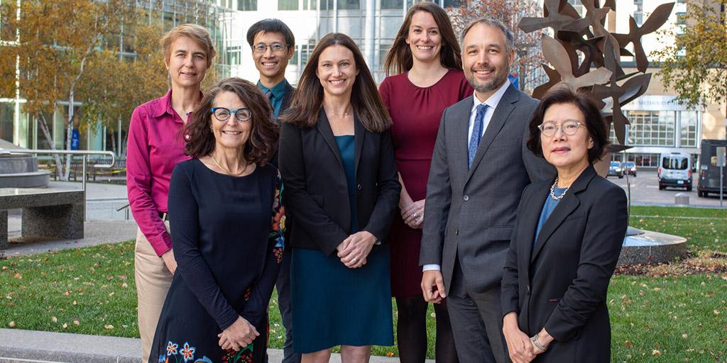 Pulmonary Pathology Fellowship faculty pose for a group photo outside at Mayo Clinic in Rochester, Minnesota.