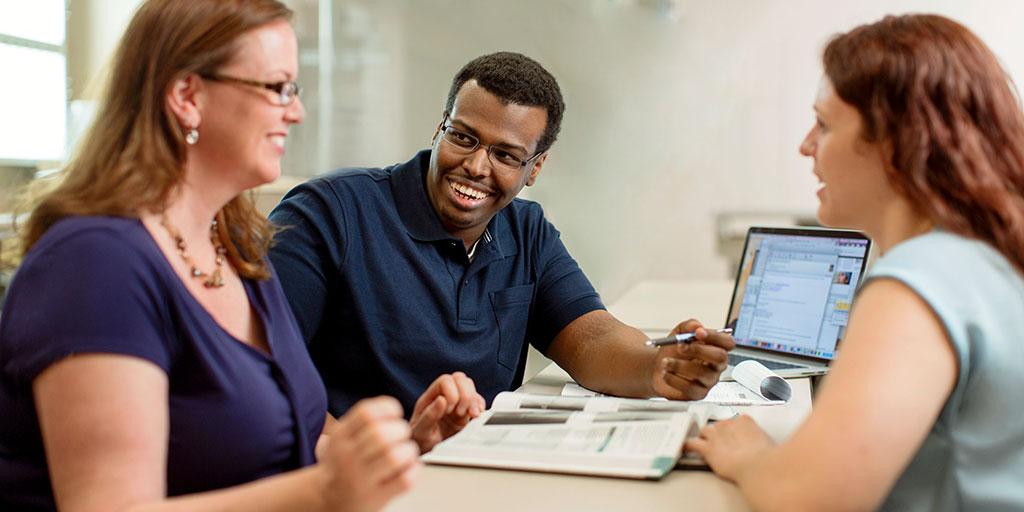 Health sciences students studying for an exam