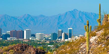 A landscape view of Mayo Clinic in Arizona and the cities of Phoenix/Scottsdale, Arizona