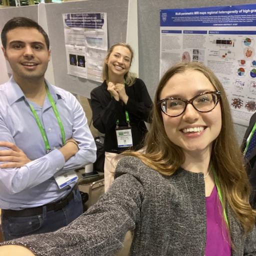Mylan Blomquist (foreground) at the 2024 American Association for Cancer Research conference with fellow Mayo students