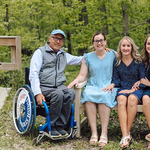 Bob Bardwell with daughters Hannah Christenson, D.P.T., Lydia Bardwell Speltz, Ph.D., Abby Bardwell, D.O., and Birdie Bardwell Koneczny, R.N., CRRN