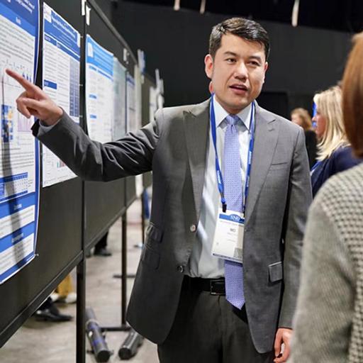Zack Aibaidula presents his poster at Mayo Clinic Graduate School of Biomedical Sciences research symposium