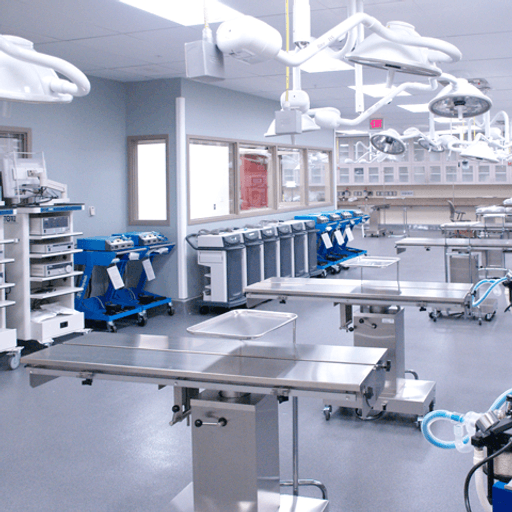 The procedural skills lab at the Center for Procedural Innovation on the Mayo Clinic Scottsdale campus, equipped with eight surgical stations.
