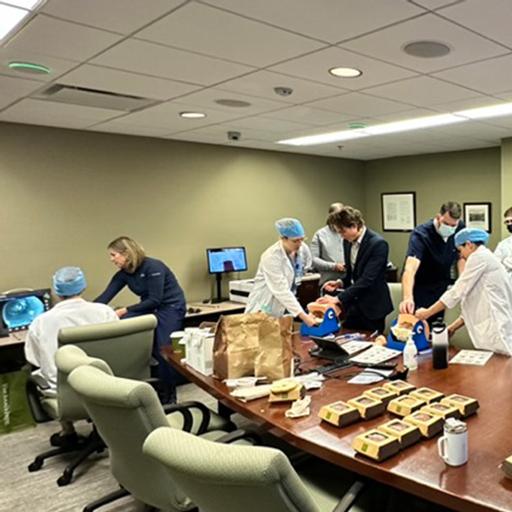 Twelve people from the Female Pelvic Medicine and Reconstructive Surgery Fellowship program at Mayo Clinic in Rochester, Minnesota, participate in a dry simulation lab for sling, urethral bulking, and sacrospinous ligament fixation.