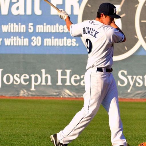 Jimmy Howick V, M.D. swings a bat on the baseball field