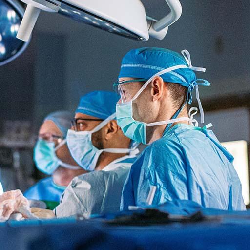 Abdominal transplant surgery fellows in the operating room