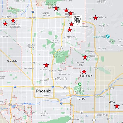 Map where residents live in Phoenix/Scottsdale, AZ