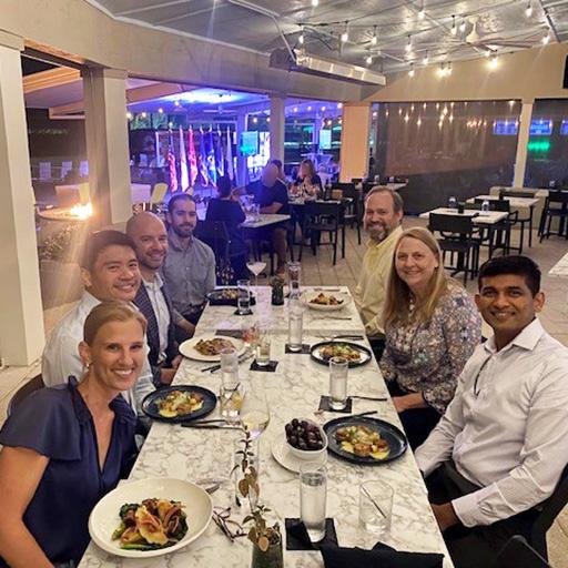 Cardiothoracic Imaging Fellowship program faculty and fellow enjoyed dinner at a restaurant with visiting professor, Dexter Mendoza, M.D.