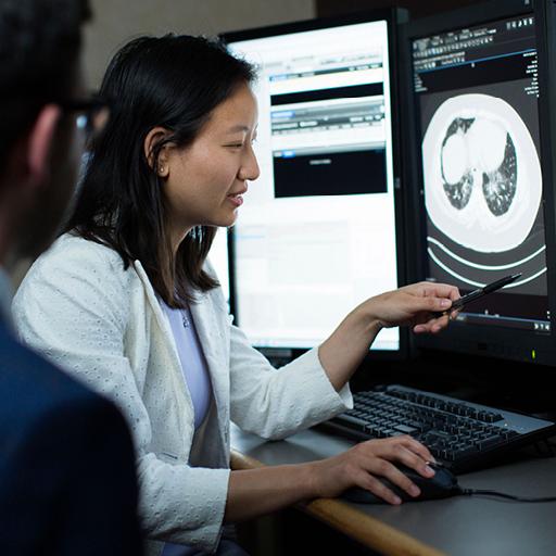 Cardiothoracic imaging fellow looks at a scan at Mayo Clinic in Rochester, Minnesota. 