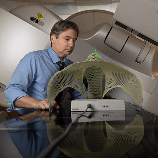 Medical physicist working on radiation contour planning innovation