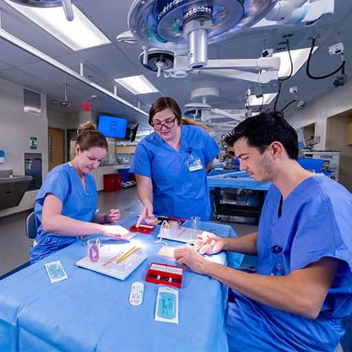 Residents practicing sutures in the CPI