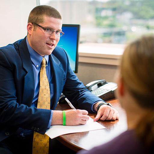 Mayo Clinic medical social worker speaking with a patient