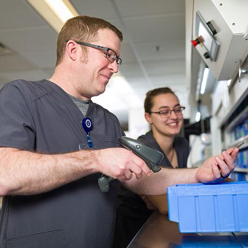 Pharmacy residents checking supplies at Mayo Clinic
